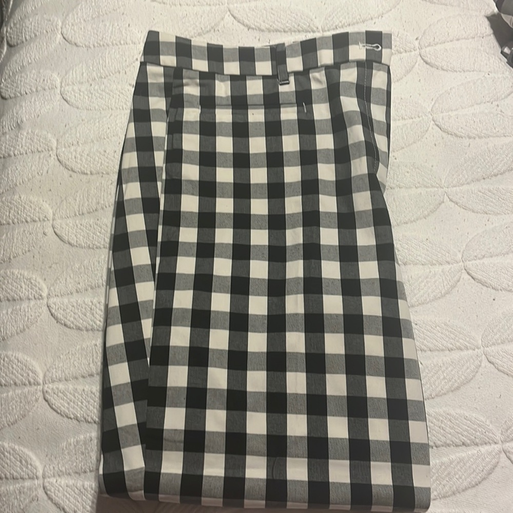 Ann Taylor checked black and white pants.  NWOT size 12 and size 14.